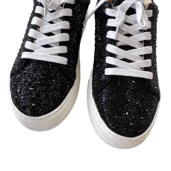 Betsey Johnson Sidny Rhinestone Platform Sneaker Black Size 7.5 NWT