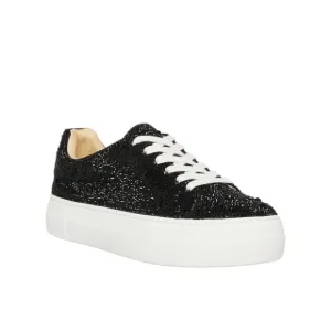 Betsey Johnson Sidny Rhinestone Platform Sneaker Black Size 7.5 NWT