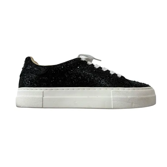 Betsey Johnson Sidny Rhinestone Platform Sneaker Black Size 7.5 NWT