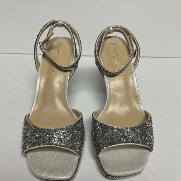 Betsey Johnson Womens Suni Ankle Strap Sandals Silver Size 9.5 M