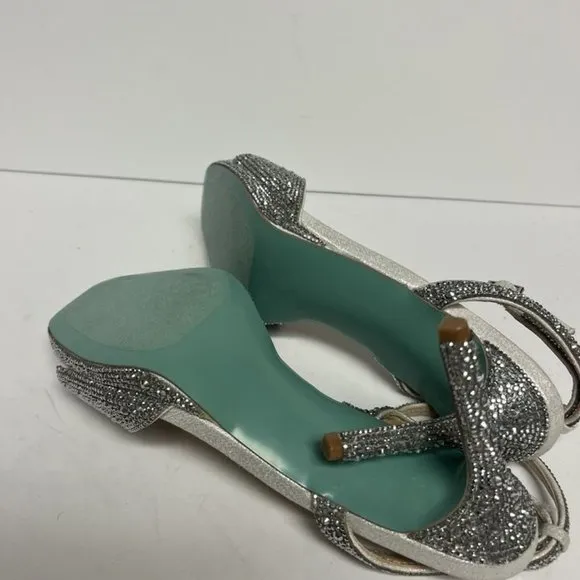 Betsey Johnson Womens Suni Ankle Strap Sandals Silver Size 9.5 M