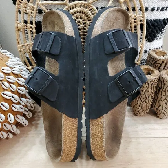 Betula Birkenstock Mens 11/44 Narrow Width Arizona Sandals 2-Strap Buckles Black