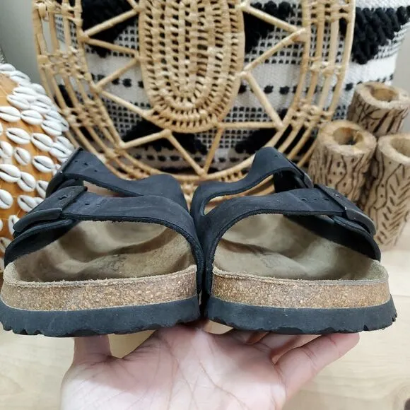 Betula Birkenstock Mens 11/44 Narrow Width Arizona Sandals 2-Strap Buckles Black