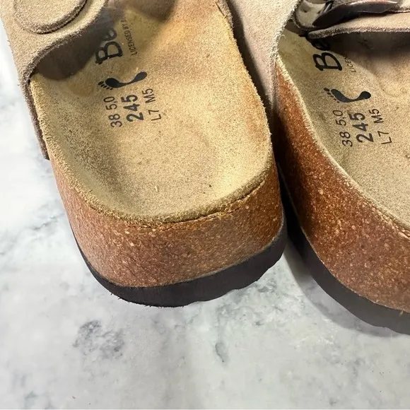 Betula by Birkenstock tan suede leather 2 strap women's mens Arizona sandals
