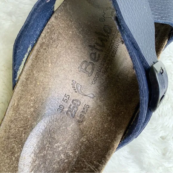 Betula by Birkenstock Womens Santosa Blue Sandals Leather Cross Strap Size L8 M6