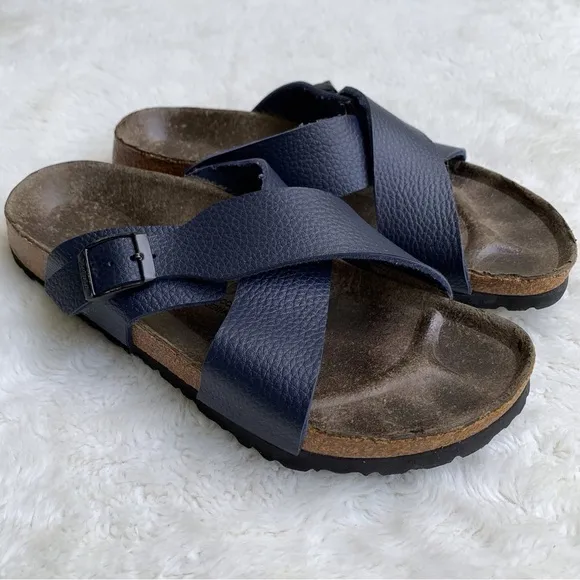 Betula by Birkenstock Womens Santosa Blue Sandals Leather Cross Strap Size L8 M6