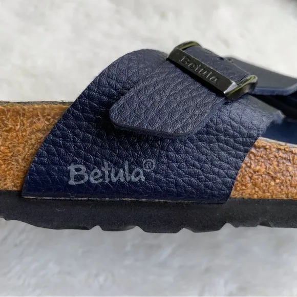 Betula by Birkenstock Womens Santosa Blue Sandals Leather Cross Strap Size L8 M6
