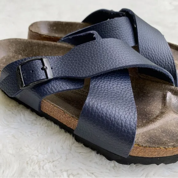 Betula by Birkenstock Womens Santosa Blue Sandals Leather Cross Strap Size L8 M6