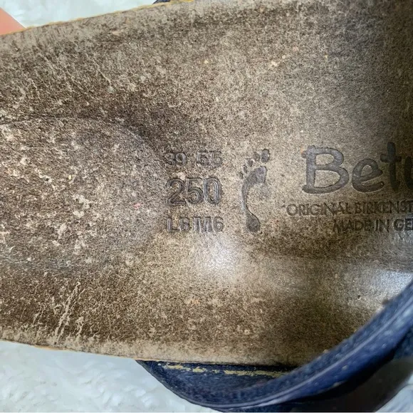 Betula by Birkenstock Womens Santosa Blue Sandals Leather Cross Strap Size L8 M6