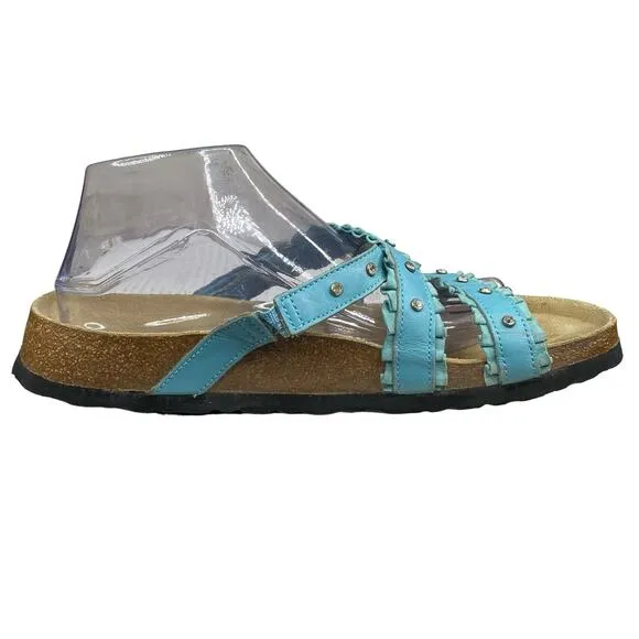Betula X Birkenstock Studded Blue Slip On Sandals Size 40 M 7 W 9
