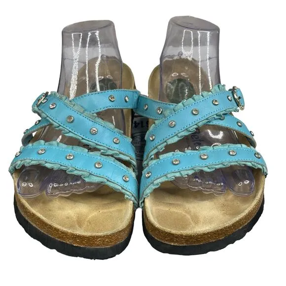 Betula X Birkenstock Studded Blue Slip On Sandals Size 40 M 7 W 9