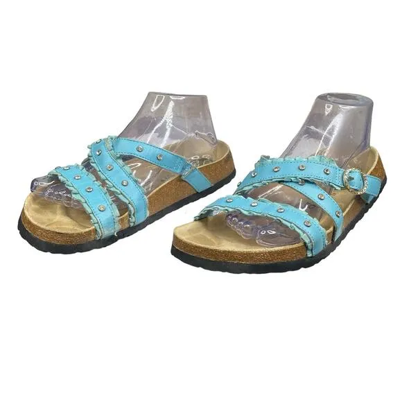 Betula X Birkenstock Studded Blue Slip On Sandals Size 40 M 7 W 9