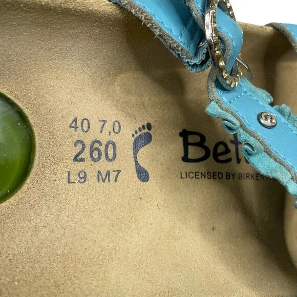 Betula X Birkenstock Studded Blue Slip On Sandals Size 40 M 7 W 9