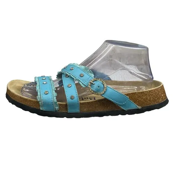 Betula X Birkenstock Studded Blue Slip On Sandals Size 40 M 7 W 9