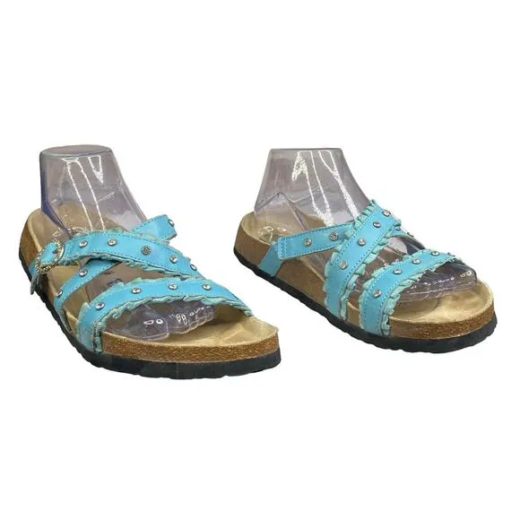 Betula X Birkenstock Studded Blue Slip On Sandals Size 40 M 7 W 9