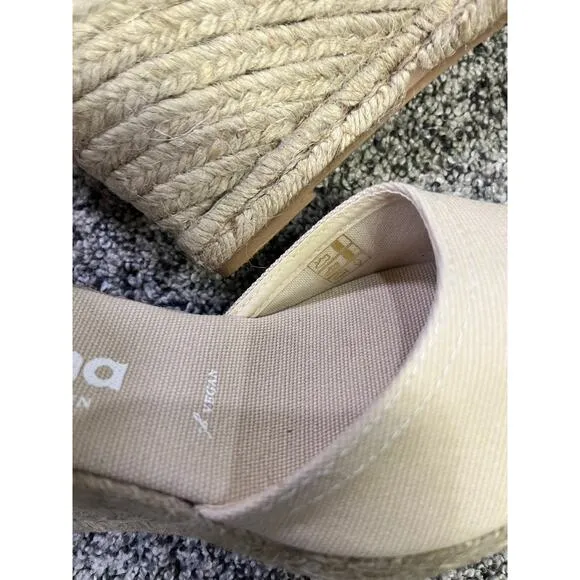 Biankina Girona Eco Canvas Vegan Espadrille Wedges - Beige Tan Size 9.5 NEW