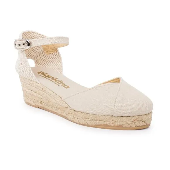 Biankina Girona Eco Canvas Vegan Espadrille Wedges - Beige Tan Size 9.5 NEW