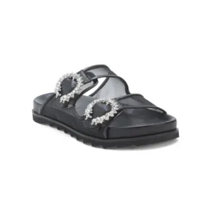 BIBI LOU Black Dual Band Sandals With Embellished Buckles