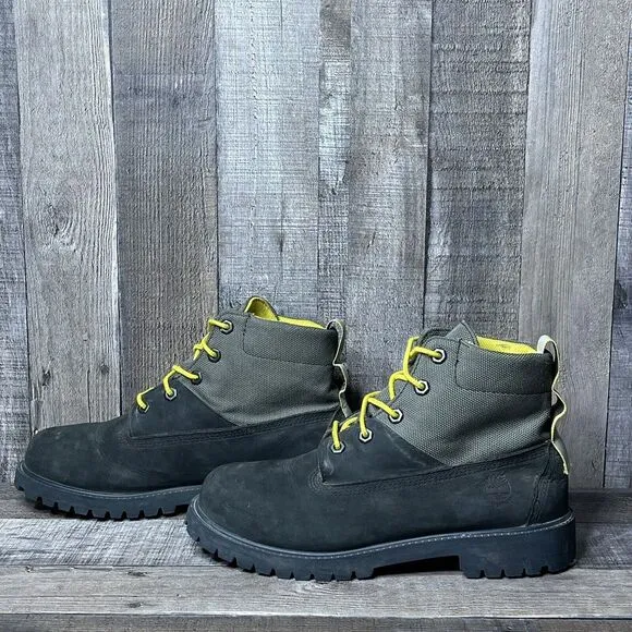 Big Kids Timberland Premium 6-Inch Rebotl Gray Leather Combat Boots Size 6.5 Y