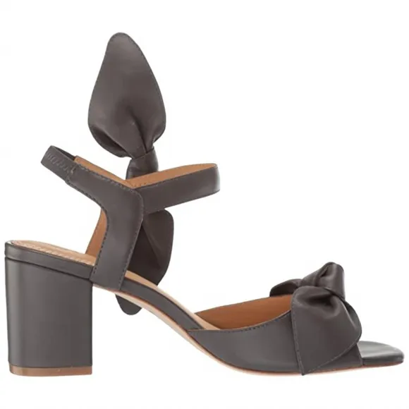 Bill Blass Carmen 65 Charcoal Leather Heel Sandals