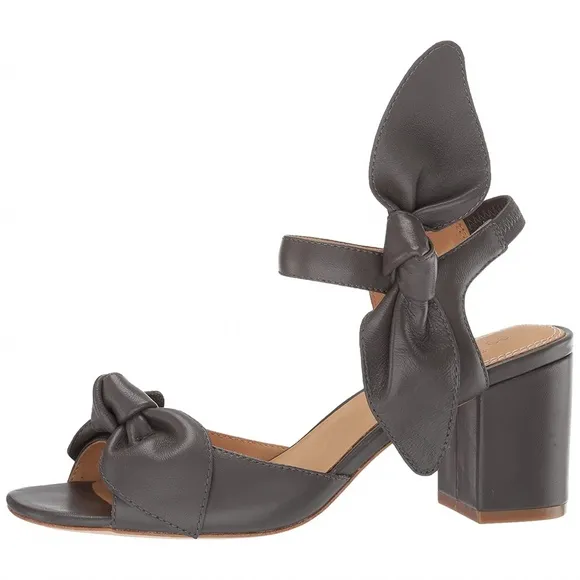 Bill Blass Carmen 65 Charcoal Leather Heel Sandals