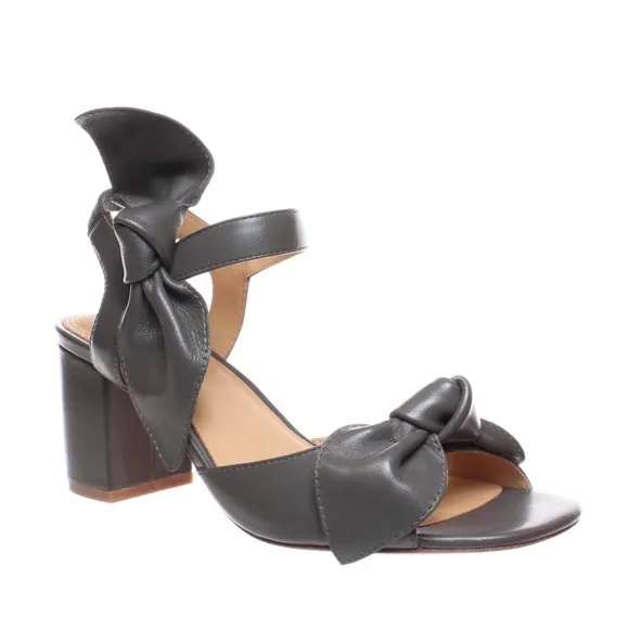 Bill Blass Carmen 65 Charcoal Leather Heel Sandals