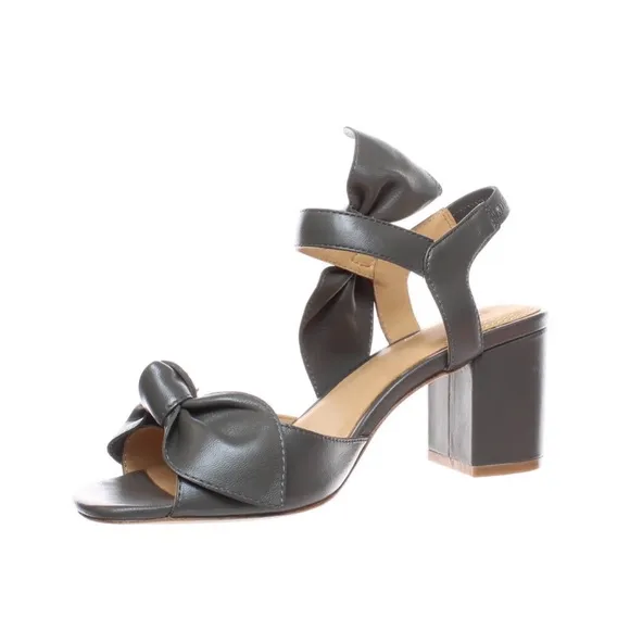 Bill Blass Carmen 65 Charcoal Leather Heel Sandals