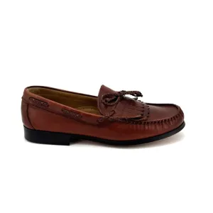 Bill Blass Loafers Mens 12 D Brown Leather Kiltie Apron Round Toe Woven Tie Shoe