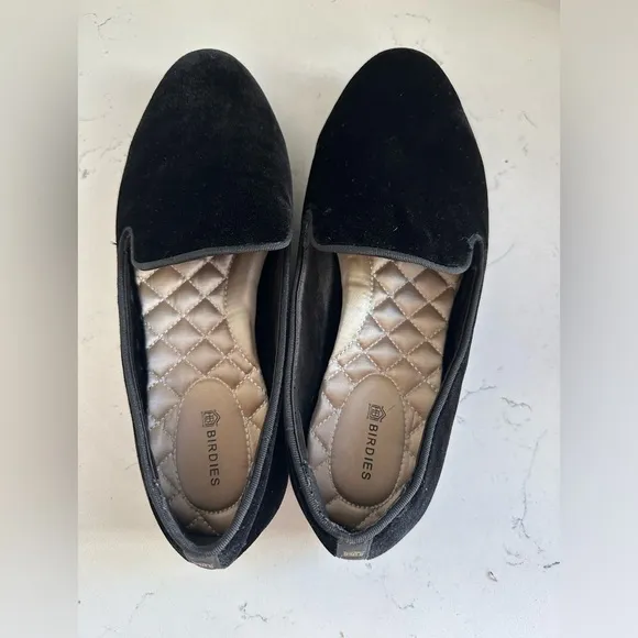 Birdies Black Velvet Heron Loafer Flats sz 7.5