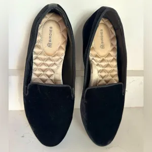 Birdies Black Velvet Heron Loafer Flats sz 7.5