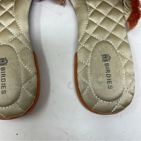 Birdies Orange Suede Fringe Slip On Closed Toe Flat Mules Sandals Size US 7