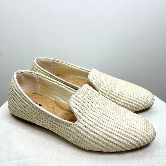 Birdies Starling Loafers Natural Beige White Size 7 Woven Slip On Woven Flat