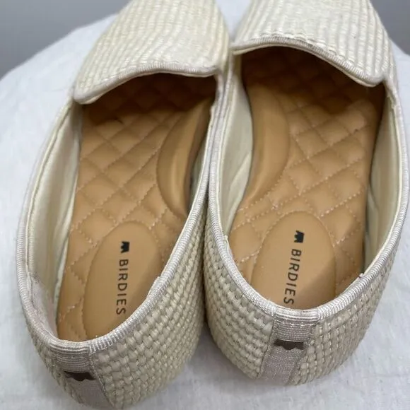 Birdies Starling Loafers Natural Beige White Size 7 Woven Slip On Woven Flat