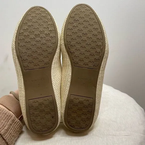 Birdies Starling Loafers Natural Beige White Size 7 Woven Slip On Woven Flat