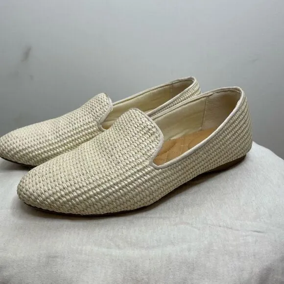 Birdies Starling Loafers Natural Beige White Size 7 Woven Slip On Woven Flat