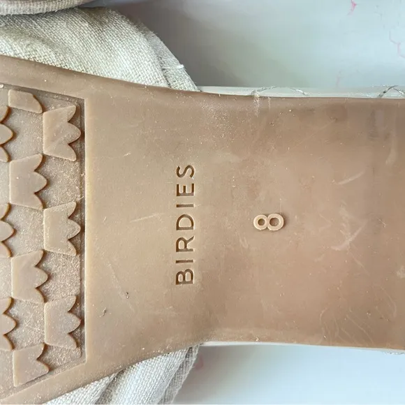 Birdies sz 8 The Songbird Natural Stripe Linen Slip-on Mule Slipper Flats Shoe 8