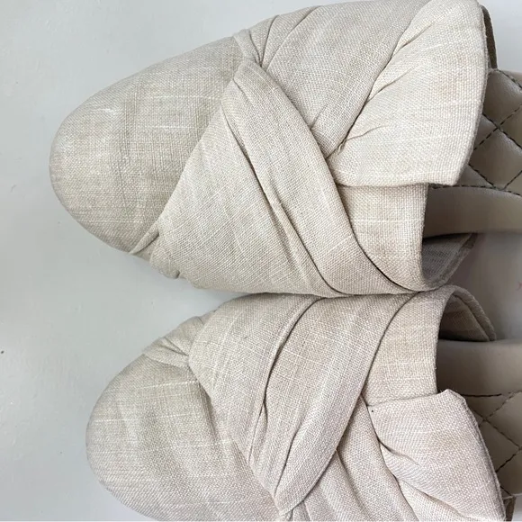 Birdies sz 8 The Songbird Natural Stripe Linen Slip-on Mule Slipper Flats Shoe 8