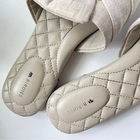 Birdies sz 8 The Songbird Natural Stripe Linen Slip-on Mule Slipper Flats Shoe 8