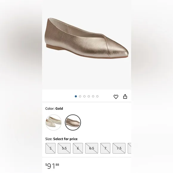 Birdies The Goldfinch in Gold Leather Pointed-Toe Flats Womens Size 6.5