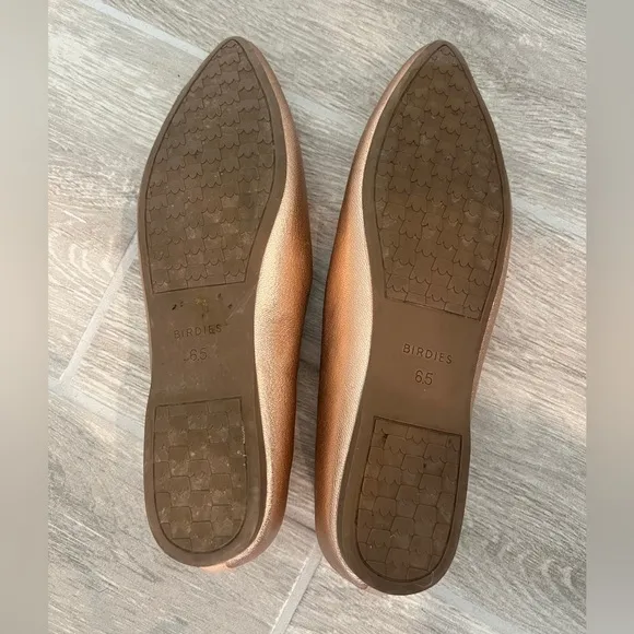Birdies The Goldfinch in Gold Leather Pointed-Toe Flats Womens Size 6.5