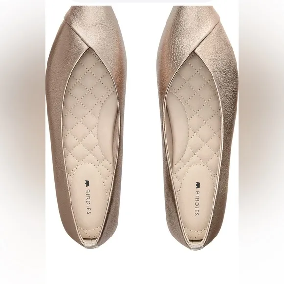 Birdies The Goldfinch in Gold Leather Pointed-Toe Flats Womens Size 6.5