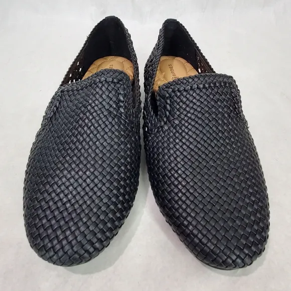 Birdies The Starling Black Woven Flat Slip On Vegan Leather Loafers Size 8.5