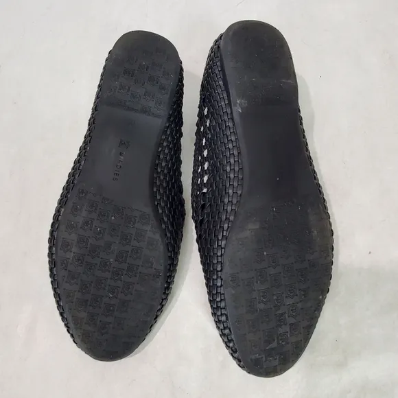 Birdies The Starling Black Woven Flat Slip On Vegan Leather Loafers Size 8.5