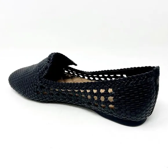 Birdies The Starling Black Woven Womens Slip On Vegan Leather Loafers