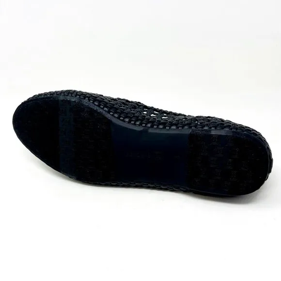 Birdies The Starling Black Woven Womens Slip On Vegan Leather Loafers