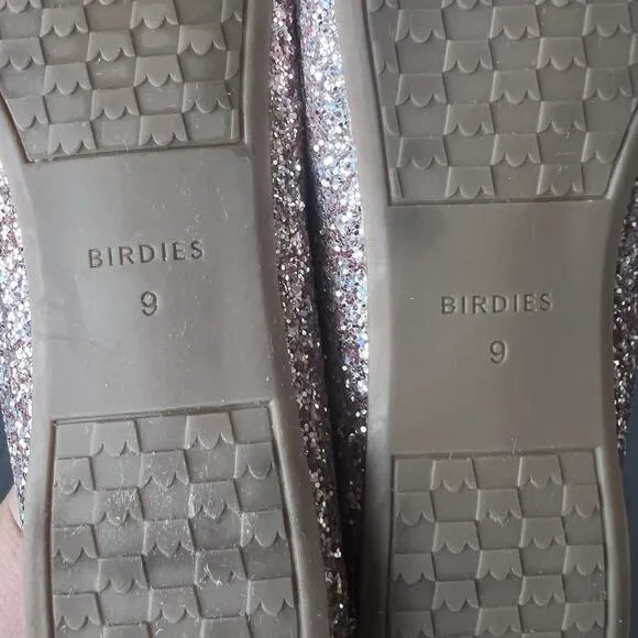 Birdies The Starling Disco Ball Rose Pink Sparkly Glitter Flats Size 9