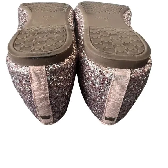 Birdies The Starling Disco Ball Rose Pink Sparkly Glitter Flats Size 9