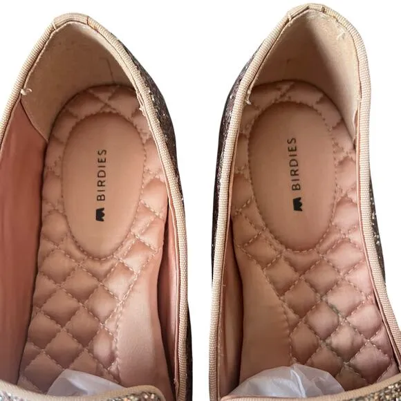 Birdies The Starling Disco Ball Rose Pink Sparkly Glitter Flats Size 9