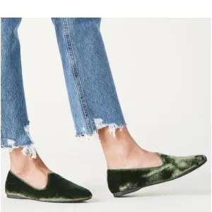 Birdies The Starling velvet flats in green size 6.5