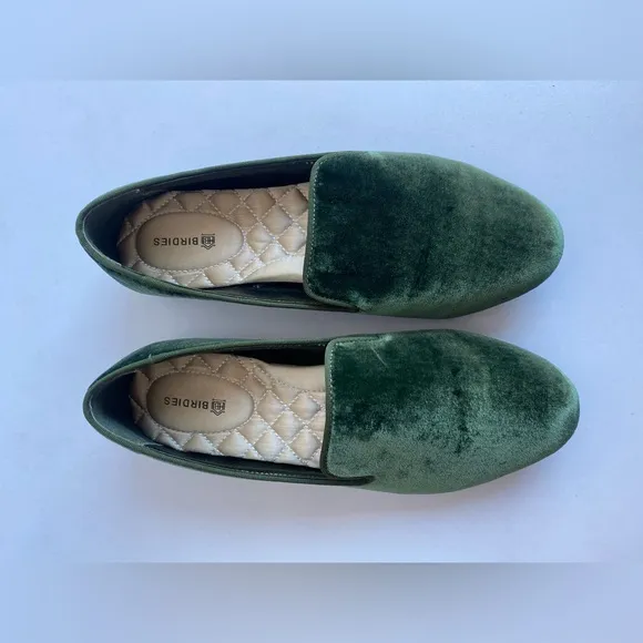 Birdies The Starling velvet flats in green size 6.5